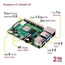 Kit Raspberry Pi 4 B 2gb Original + Fuente 3A + Gabinete ABS Rectangular + HDMI + Disipador